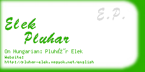 elek pluhar business card